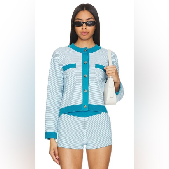 Ciao Lucia Sweaters - Ciao Lucia Lise Jacket in Sail Size Small Color Blue White